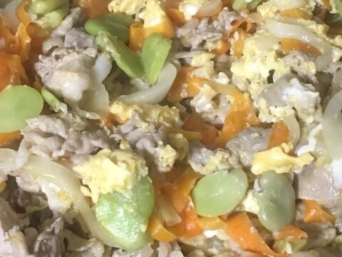 豚肉と春野菜の卵炒め